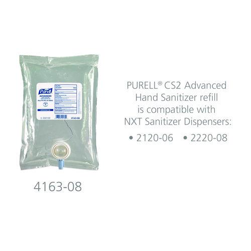 Image of PURELL® 4163-08 Advanced Hand Sanitizer Green Certified Gel Refill, For CS2 Dispensers, 1,000 mL, Fragrance-Free, 8/Carton