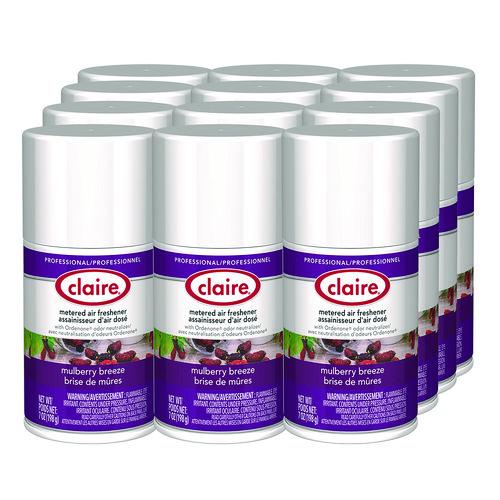 Image of Claire® 1000003935 Metered Air Freshener, Mulberry Scent, 7 oz Aerosol Spray, 12/Carton