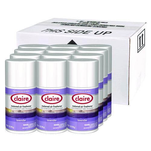 Image of ClaireÂ® Metered Air Freshener, Lavender, 11 oz Aerosol Spray, 12/Carton