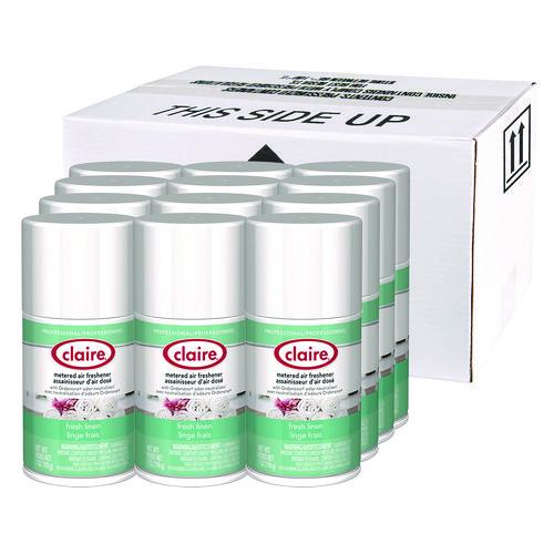Image of Claire® 1000003942 Metered Air Freshener, Fresh Linen, 11 oz Aerosol Spray, 12/Carton