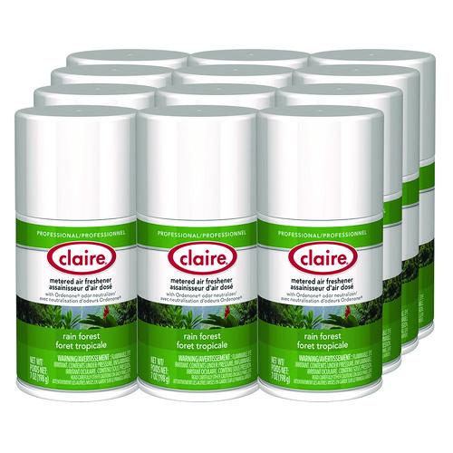Image of Claire® 1000003943 Metered Air Freshener, Rain Forest, 11 oz Aerosol Spray, 12/Carton