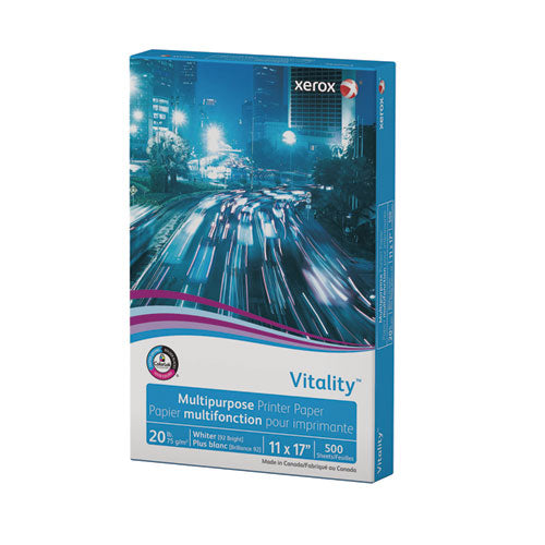 Image of xerox 3R03761 Vitality Multipurpose Print Paper, 92 Bright, 20 lb Bond Weight, 11 x 17, White, 500/Ream