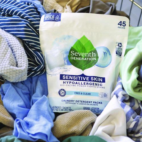 Image of Seventh Generation® 22977 Natural Laundry Detergent Packs, Powder, Unscented, 45 Packets/pack