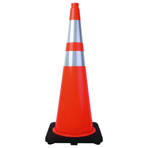 Image of Tatco 25960 Traffic Cone, 14.5 x 1 x 36, Orange/Silver