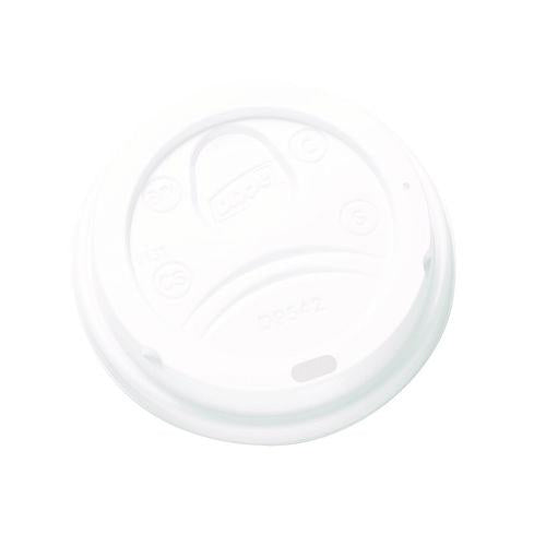 Image of Dixie® D9542 Dome Drink-Thru Lids, Fits 10 oz to 20 oz Dixie Hot Cups, Plastic, White, 100/Pack