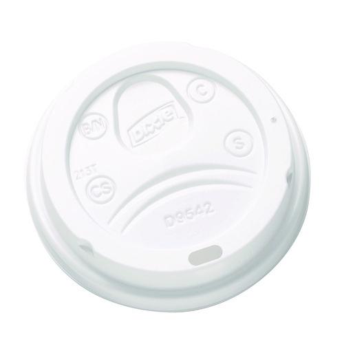 Image of Dixie® D9542 Dome Drink-Thru Lids, Fits 10 oz to 16 oz Hot Cups, Plastic, White, 1,000/Carton