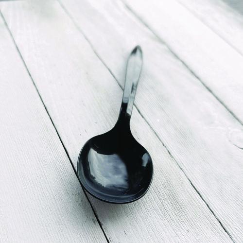 Image of Boardwalk® BWKSOUPBLMW Mediumweight Polypropylene Cutlery, Soup Spoon, Plastic, Black, 1,000/Carton