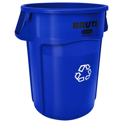 Image of Rubbermaid® Commercial FG264307BLUE Brute Recycling Container, 44 gal, Polyethylene, Blue