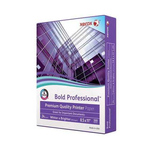 Image of xerox 3R13038 Bold Professional Quality Paper, 98 Bright, 24 lb Bond Weight, 8.5 x 11, White, 500/Ream