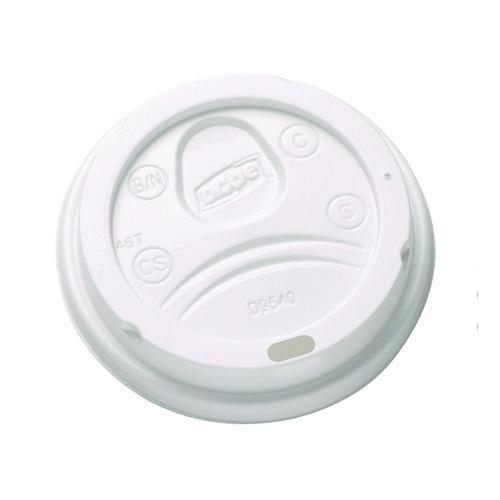 Image of Dixie® DL9540 Sip-Through Dome Hot Drink Lids, Fits 10 oz Dixie Hot Cups, Plastic, White, 100/Pack, 10 Packs/Carton