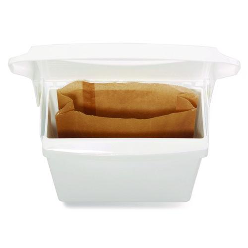 Image of Rubbermaid® Commercial FG614000WHT Sanitary Napkin Receptacle with Rigid Liner, Plastic, White