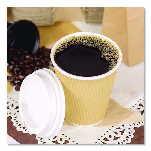 Image of Karat® C-KRC512 Ripple Hot Cups, 12 oz, Paper, Kraft/White, 500/Carton