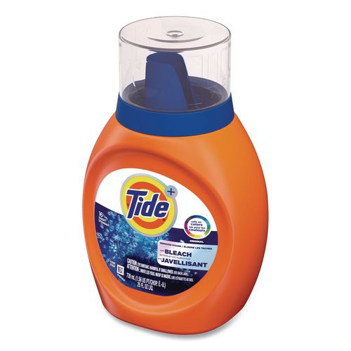 Image of TideÂ® Plus Bleach Alternative Liquid Laundry Detergent, HE Compatible, 16 Loads, Original Scent, 25 oz Bottle, 6/Carton