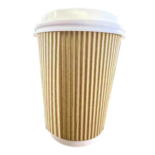 Image of Karat® C-KRC508 Ripple Hot Cups, 8 oz, Paper, Kraft/White, 500/Carton