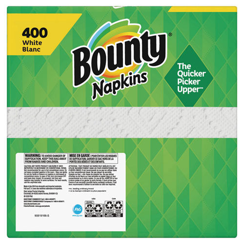 Image of Bounty® 80335351 Quilted Napkins, 1-Ply, 12.1 x 12, White, 400/Pack, 4 Packs/Carton