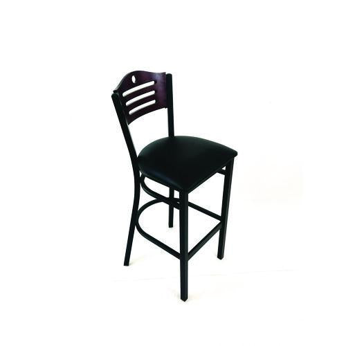 Image of JMC Furniture EBBVBLKB Eagle Series Barstool, Supports Up to 300 lb, 28.5" Seat Height, Black Seat, Dark Mahogany Back, Black Base