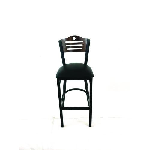 Image of JMC Furniture EBBVBLKC Eagle Series Barstool, Supports Up to 300 lb, 28.5" Seat Height, Black Seat, Dark Walnut Back, Black Base