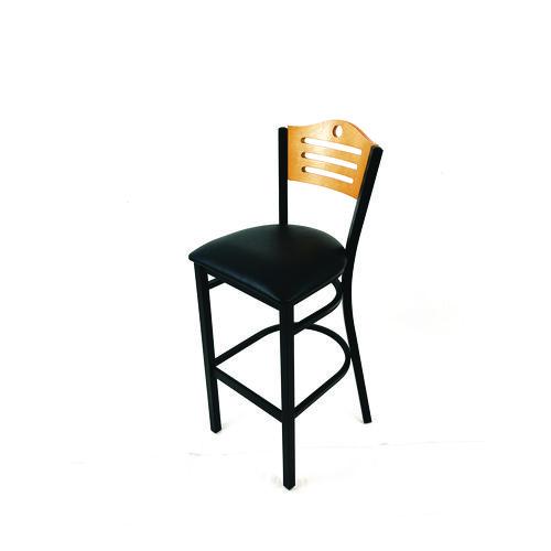 Image of JMC Furniture EBBVBLKD Eagle Series Barstool, Supports Up to 300 lb, 28.5" Seat Height, Black Seat, Natural Back, Black Base