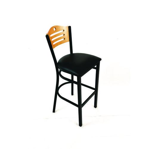 Image of JMC Furniture EBBVBLKD Eagle Series Barstool, Supports Up to 300 lb, 28.5" Seat Height, Black Seat, Natural Back, Black Base