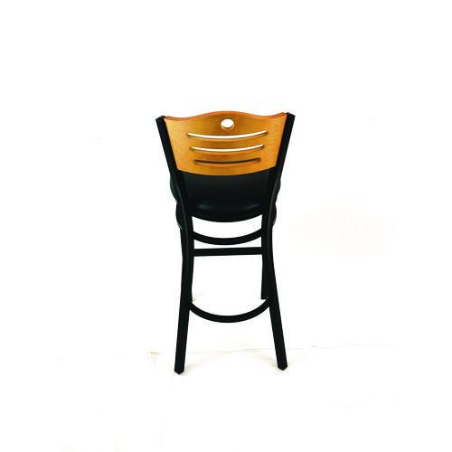 Image of JMC Furniture EBBVBLKD Eagle Series Barstool, Supports Up to 300 lb, 28.5" Seat Height, Black Seat, Natural Back, Black Base