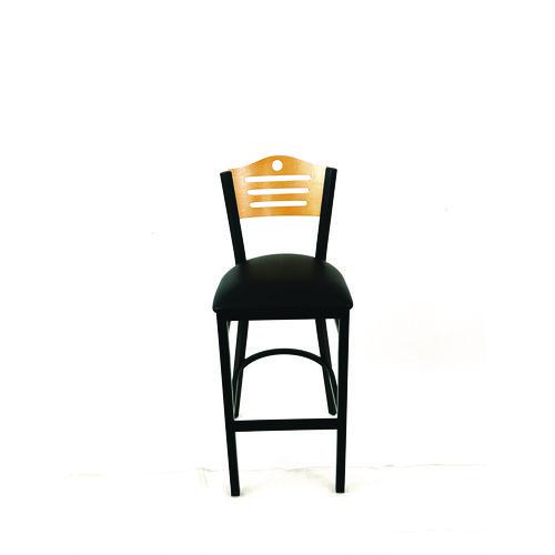 Image of JMC Furniture EBBVBLKD Eagle Series Barstool, Supports Up to 300 lb, 28.5" Seat Height, Black Seat, Natural Back, Black Base