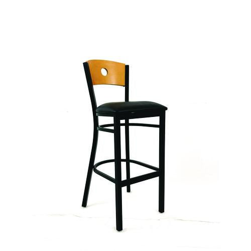 Image of JMC Furniture CRBBVBLKD Circle Series Barstool, Supports Up to 300 lb, 28.5" Seat Height, Black Seat, Natural Back, Black Base