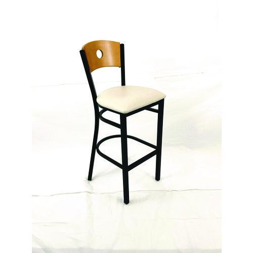 Image of JMC Furniture CRBBVCRMD Circle Series Barstool, Supports Up to 300 lb, 28.5" Seat Height, Cream Seat, Natural Back, Black Base