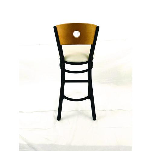Image of JMC Furniture CRBBVCRMD Circle Series Barstool, Supports Up to 300 lb, 28.5" Seat Height, Cream Seat, Natural Back, Black Base