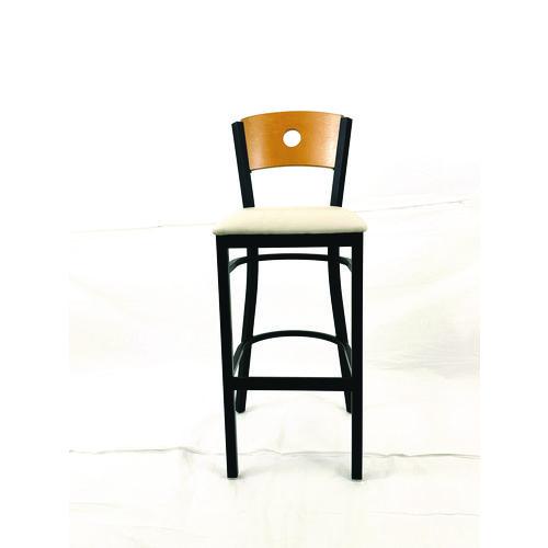 Image of JMC Furniture CRBBVCRMD Circle Series Barstool, Supports Up to 300 lb, 28.5" Seat Height, Cream Seat, Natural Back, Black Base