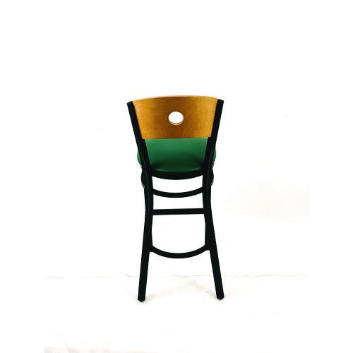 Image of JMC Furniture CRBBVGRND Circle Series Barstool, Supports Up to 300 lb, 28.5" Seat Height, Green Seat, Natural Back, Black Base