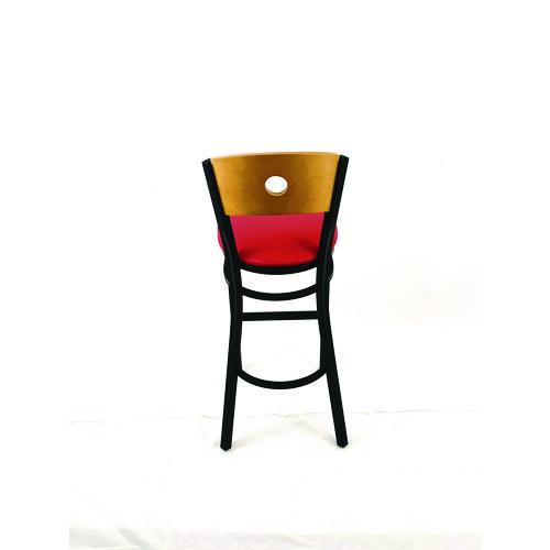 Image of JMC Furniture CRBBVREDD Circle Series Barstool, Supports Up to 300 lb, 28.5" Seat Height, Red Seat, Natural Back, Black Base