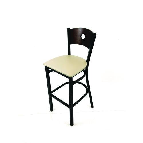 Image of JMC Furniture CRBBVTAUC Circle Series Barstool, Supports Up to 300 lb, 28.5" Seat Height, Taupe Seat, Dark Walnut Back, Black Base
