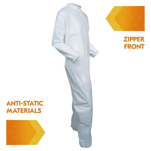 Image of KleenGuard KCC 44306 A40 Zipper Front Liquid and Particle Protection Coveralls, 3X-Large, White, 25/Carton