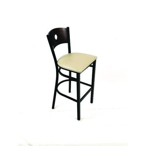Image of JMC Furniture CRBBVTAUC Circle Series Barstool, Supports Up to 300 lb, 28.5" Seat Height, Taupe Seat, Dark Walnut Back, Black Base