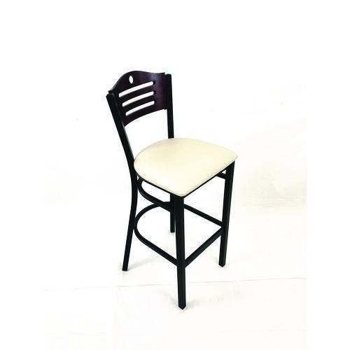 Image of JMC Furniture EBBVCRMB Eagle Series Barstool, Supports Up to 300 lb, 28.5" Seat Height, Cream Seat, Dark Mahogany Back, Black Base