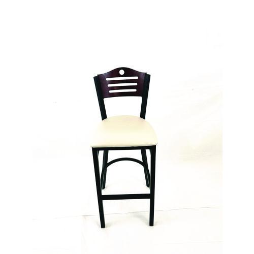 Image of JMC Furniture EBBVCRMB Eagle Series Barstool, Supports Up to 300 lb, 28.5" Seat Height, Cream Seat, Dark Mahogany Back, Black Base