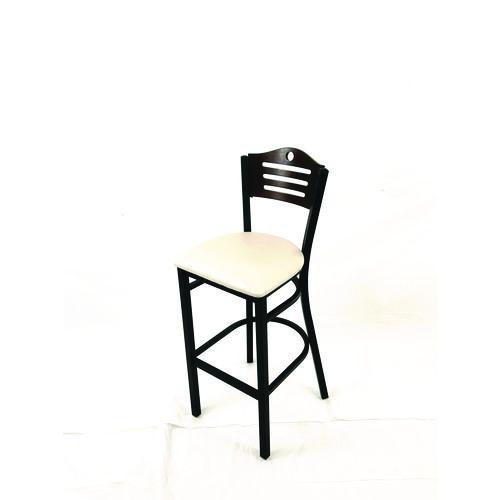 Image of JMC Furniture EBBVCRMC Eagle Series Barstool, Supports Up to 300 lb, 28.5" Seat Height, Cream Seat, Dark Walnut Back, Black Base