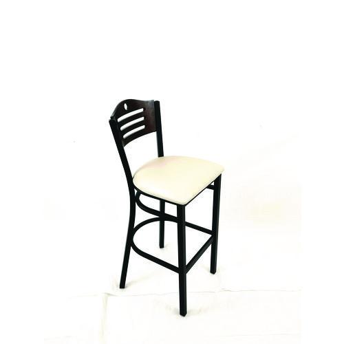 Image of JMC Furniture EBBVCRMC Eagle Series Barstool, Supports Up to 300 lb, 28.5" Seat Height, Cream Seat, Dark Walnut Back, Black Base