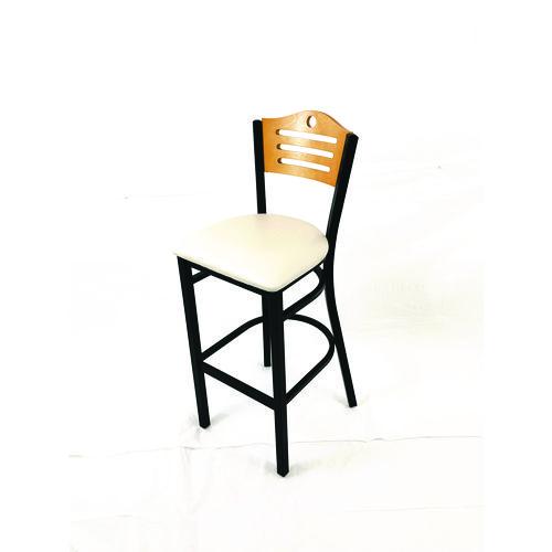 Image of JMC Furniture EBBVCRMD Eagle Series Barstool, Supports Up to 300 lb, 28.5" Seat Height, Cream Seat, Natural Back, Black Base