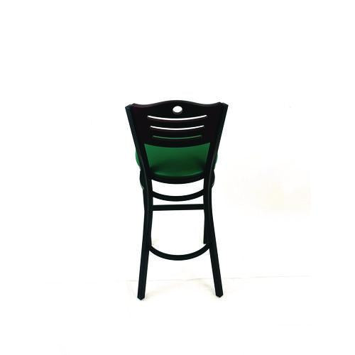 Image of JMC Furniture EBBVGRNB Eagle Series Barstool, Supports Up to 300 lb, 28.5" Seat Height, Green Seat, Dark Mahogany Back, Black Base