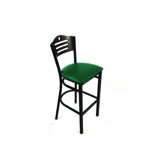 Image of JMC Furniture EBBVGRNC Eagle Series Barstool, Supports Up to 300 lb, 28.5" Seat Height, Green Seat, Dark Walnut Back, Black Base