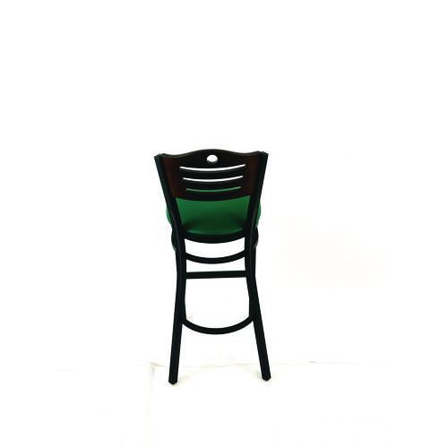 Image of JMC Furniture EBBVGRNC Eagle Series Barstool, Supports Up to 300 lb, 28.5" Seat Height, Green Seat, Dark Walnut Back, Black Base