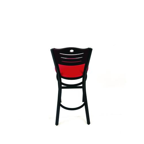 Image of JMC Furniture EBBVREDB Eagle Series Barstool, Supports Up to 300 lb, 28.5" Seat Height, Red Seat, Dark Mahogany Back, Black Base