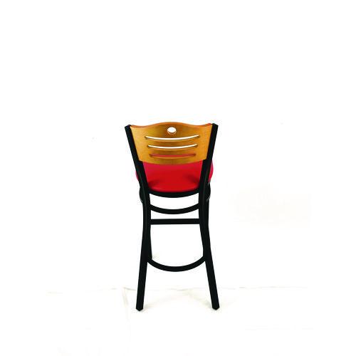 Image of JMC Furniture EBBVREDD Eagle Series Barstool, Supports Up to 300 lb, 28.5" Seat Height, Red Seat, Natural Back, Black Base