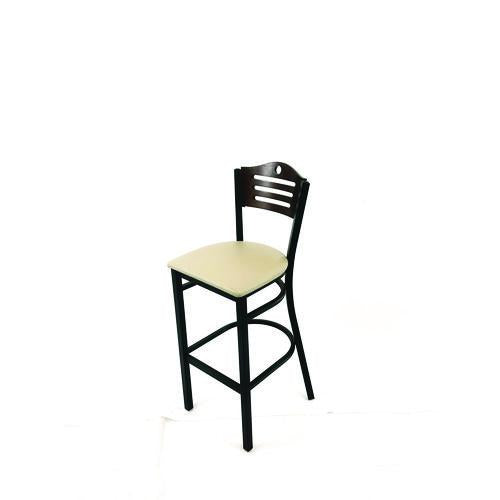 Image of JMC Furniture EBBVTAUC Eagle Series Barstool, Supports Up to 300 lb, 28.5" Seat Height, Taupe Seat, Dark Walnut Back, Black Base