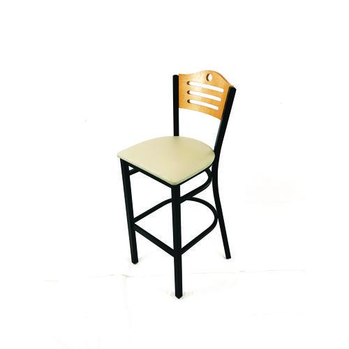 Image of JMC Furniture EBBVTAUD Eagle Series Barstool, Supports Up to 300 lb, 28.5" Seat Height, Taupe Seat, Natural Back, Black Base