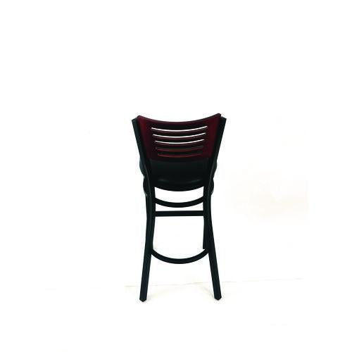 Image of JMC Furniture JRBBVBLKB Jones River Series Barstool, Supports Up to 300 lb, 28.5" Seat Height, Black Seat, Dark Mahogany Back, Black Base