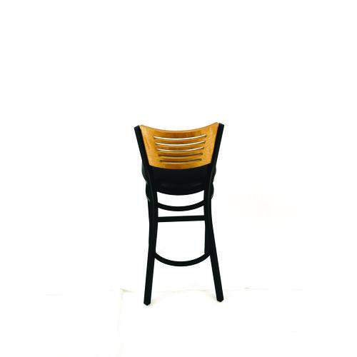 Image of JMC Furniture JRBBVBLKD Jones River Series Barstool, Supports Up to 300 lb, 28.5" Seat Height, Black Seat, Natural Back, Black Base