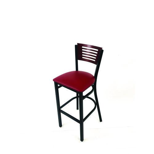 Image of JMC Furniture JRBBVBURB Jones River Series Barstool, Supports Up to 300 lb, 28.5" Seat Height, Burgundy Seat, Dark Mahogany Back, Black Base