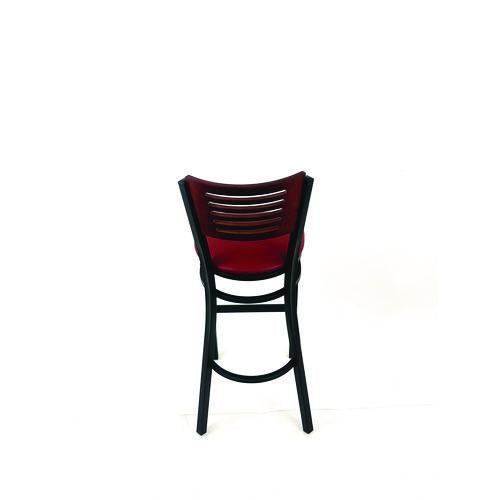 Image of JMC Furniture JRBBVBURB Jones River Series Barstool, Supports Up to 300 lb, 28.5" Seat Height, Burgundy Seat, Dark Mahogany Back, Black Base